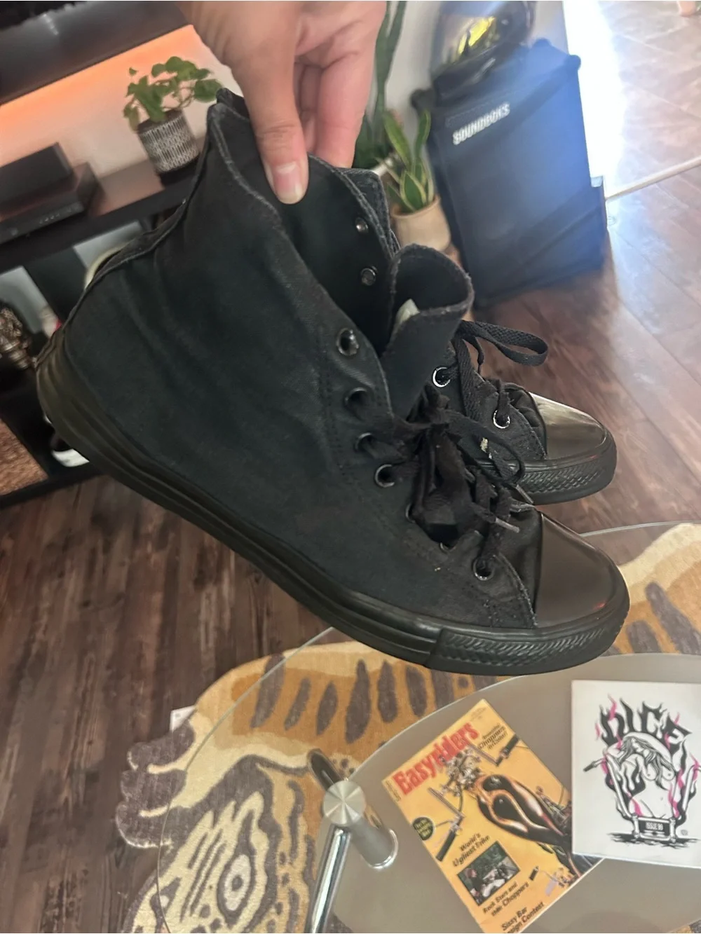 Men’s Black Canvas High-Top Sneakers